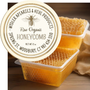 Raw Organic Honeycomb Gold Grunge Border Bee Classic Round Sticker