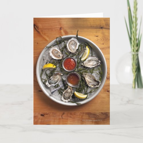 Raw oysters arranged card