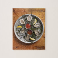 Raw oysters arranged