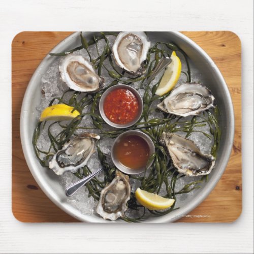 Raw oysters arranged mouse pad