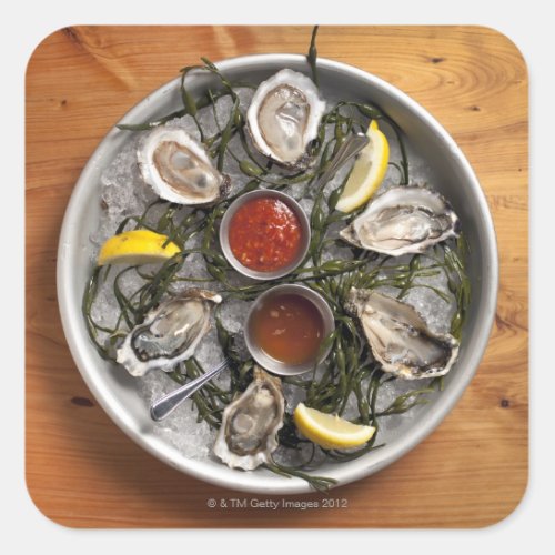 Raw oysters arranged square sticker