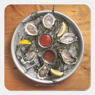 Raw oysters arranged square sticker