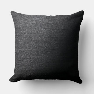 Raw silk dupioni texture in deep black color throw pillow