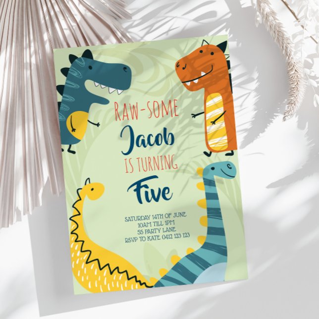 Raw-some Cute Dinosaur Birthday Invitation (Creator Uploaded)