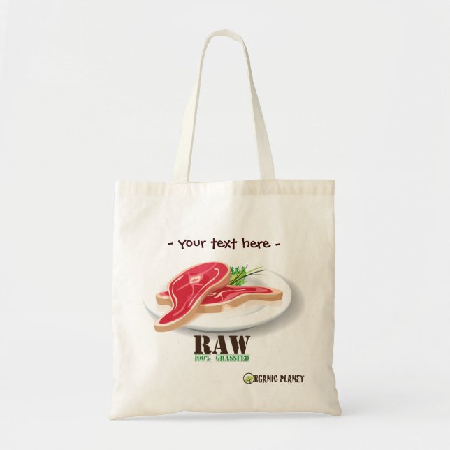 Raw Steak Organic Planet Reusable Canvas Bag (Front)