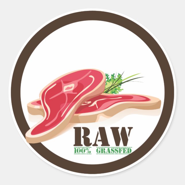 Raw Steak Organic Planet Stickers (Front)