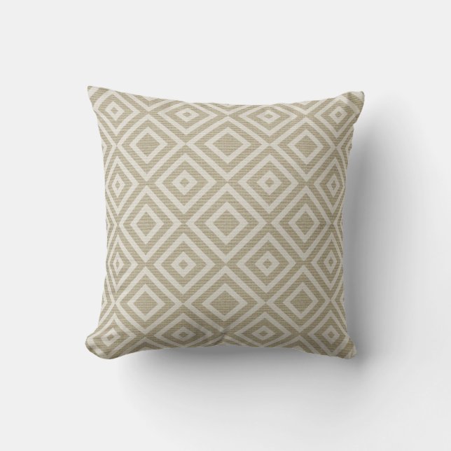 Raw textile boho mud cloth white quadrangle   throw pillow (Front)