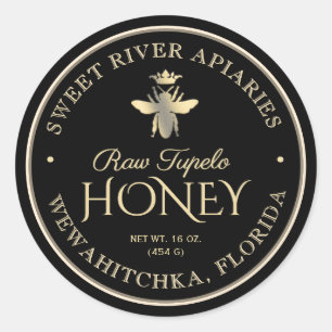 Raw Tupelo Honey Black Gold Queen Bee Classic Round Sticker