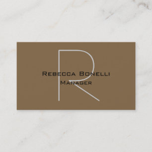Raw Umber Brown Gray Monogram Business Card