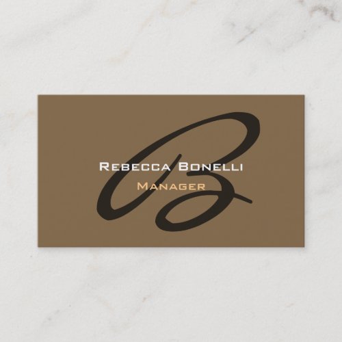 Raw Umber Brown Monogram Manager Business Card