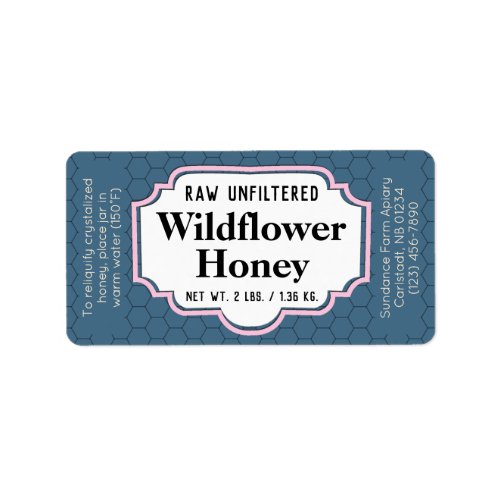 Raw Unfiltered Teal Blue Honey Jar Label
