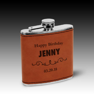 Rawhide Faux Leatherette 6oz Wedding Flask