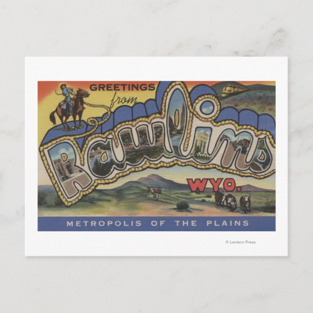 Rawlins, Wyoming - Large Letter Scenes Postcard (Front)