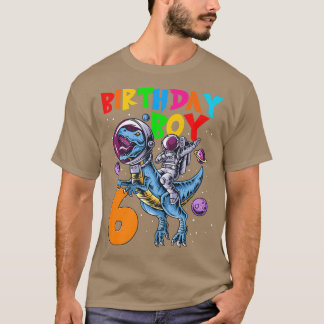 Rawr 6 Years Old Birthday Boy Astronaut Riding 6th T-Shirt