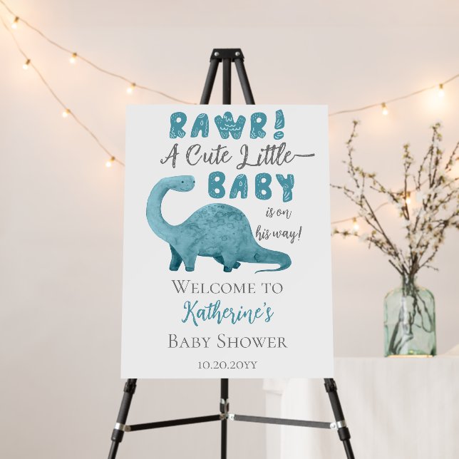 Rawr A Cute Little Baby Is On the Way Baby Shower  Foam Board (In Situ (Stand))