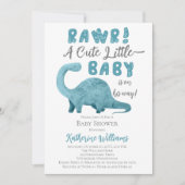 Rawr A Cute Little Baby On The Way Dinosaur Shower Invitation (Front)