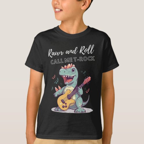 Rawr and Roll with T_Rock Guitarist T_Shirt