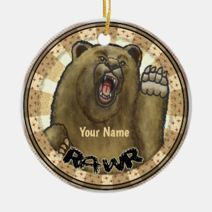 Rawr Bear  Ceramic Ornament