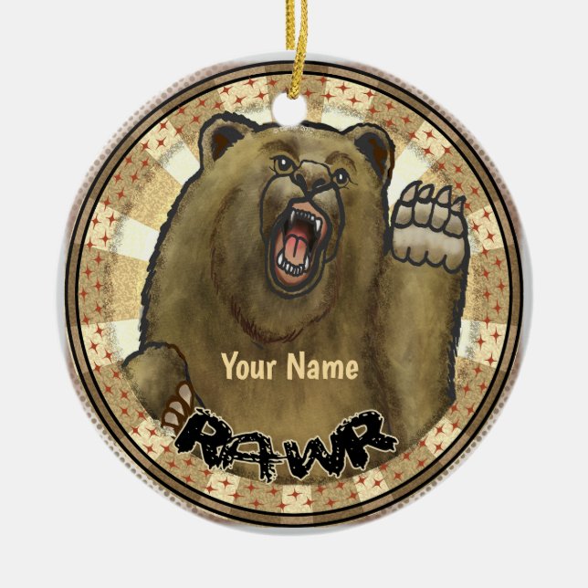 Rawr Bear  Ceramic Ornament (Front)