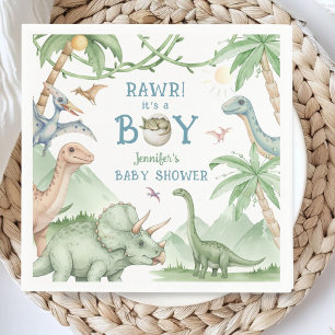Rawr Boy Dinosaur Baby Shower Paper Napkins