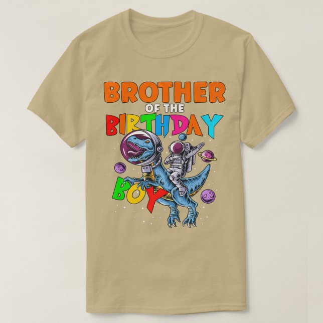 Rawr Brother Of The Birthday Boy Astronaut Riding  T-Shirt (Design Front)