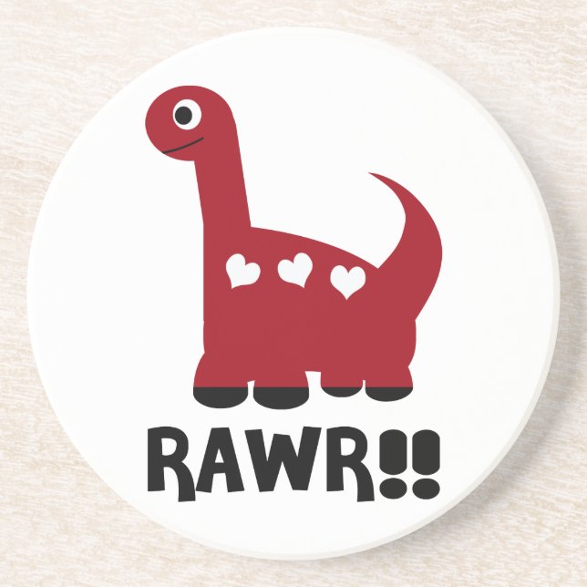 Rawr Dino Red Sandstone Coaster (Front)