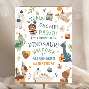 Rawr Dinosaur 1st Birthday Welcome Sign Foam Board