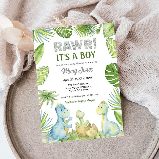 Rawr Dinosaur Baby Shower Invitation (Creator Uploaded)