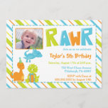 RAWR Dinosaur Birthday Party Photo Invitation