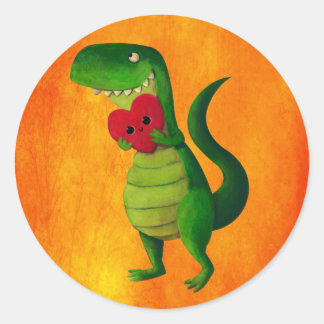 RAWR Dinosaur Love Classic Round Sticker