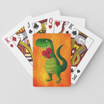 Rawr Dinosaur Love Playing Cards by colonelle at Zazzle