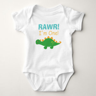Rawr, I am One, Cute Dinosaur for Babies Baby Bodysuit