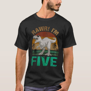 Rawr I m Five 5th Birthday T rex Dinosaur Saurus 5 T-Shirt