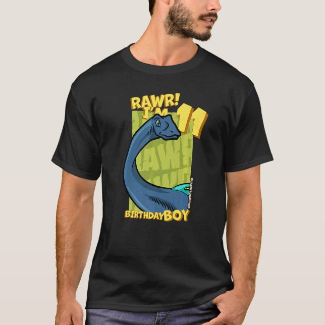 Rawr I'm 11 Birthday Boys 11th Birthday Dino Quaes T-Shirt (Front)