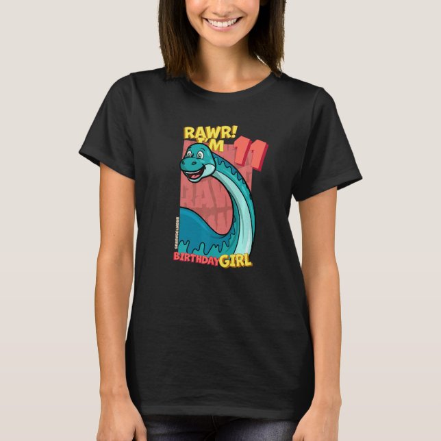 Rawr I'm 11 Birthday Girls 11th Birthday Dino Bron T-Shirt (Front)