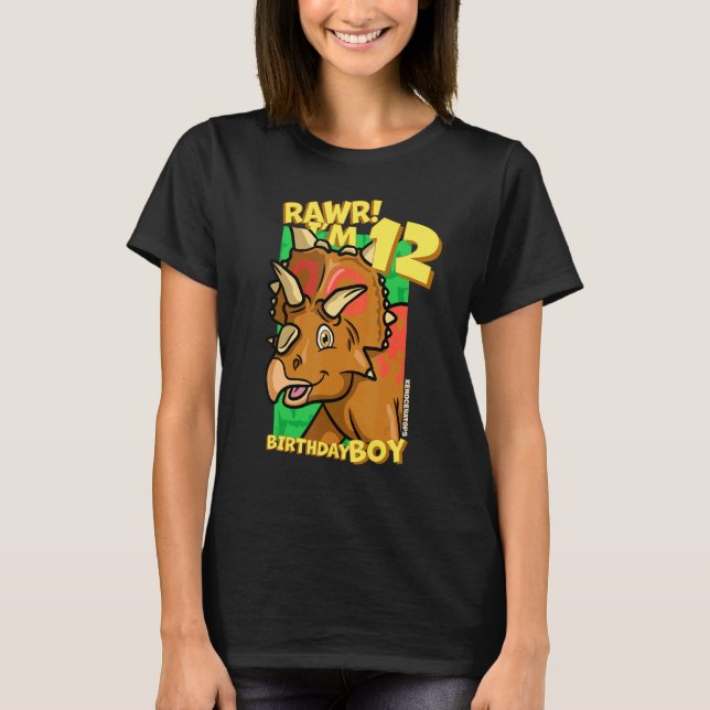 Rawr  I'm 12 Birthday Boys 12th Birthday Dino Xeno T-Shirt (Front)