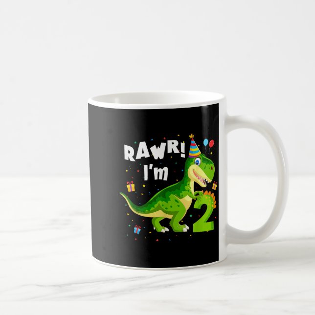 Rawr I'm 2 2nd Birthday T Rex Dinosaur Funny Party Coffee Mug (Right)