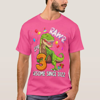Rawr I'M 3 Awesome Since 2022 Dinosaur Birthday Pa T-Shirt