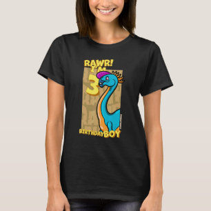 Rawr I'm 3 Birthday Boys 3rd Birthday Dino Caudip T-Shirt