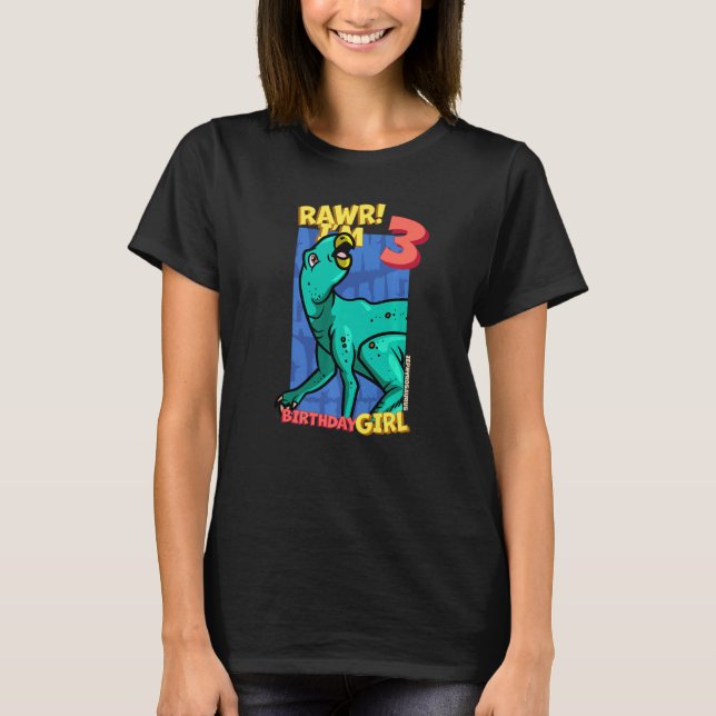 Rawr I'm 3 Birthday Girls 3rd Birthday Dino Zephyr T-Shirt (Front)