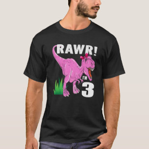 Rawr I'm 3 Dinosaur T Rex 3Rd Birthday Child Girl T-Shirt
