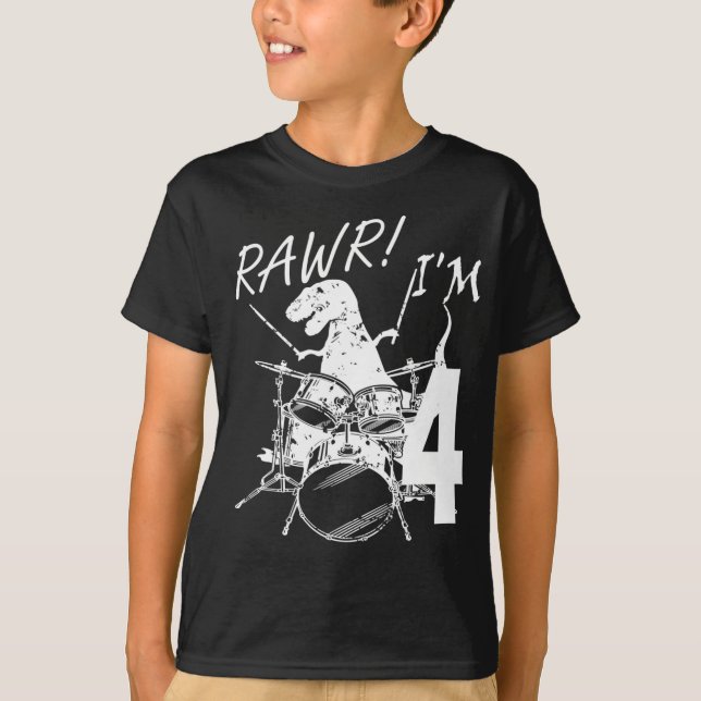 Rawr I'm 4 4th Birthday Dinosaur Boy T-Shirt (Front)