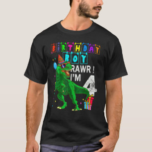 Rawr I'm 4 4th Birthday Rex Dinosaur Party   For B T-Shirt