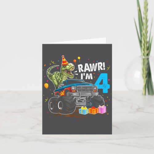 Rawr I'm 4 4th Birthday T Rex Dinosaur Funny Party
