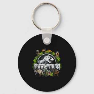 Rawr I'm 4 4th Birthday T Rex Dinosaur Funny Party Keychain