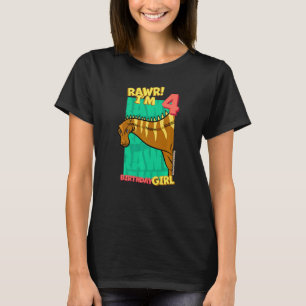 Rawr I'm 4 Birthday Girls 4th Birthday Dino Rebbac T-Shirt