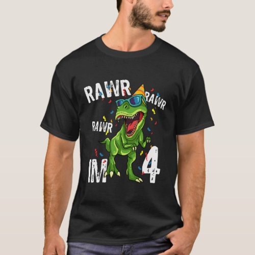 Rawr IM 4 Dinosaur 4Th Bday T_Shirt