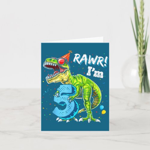 Rawr I'm 5 5th Birthday T Rex Dinosaur Funny Party