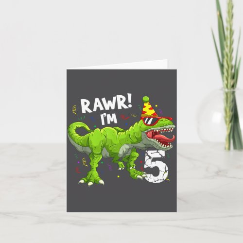 Rawr I'm 5 5th Birthday T Rex Dinosaur Funny Party