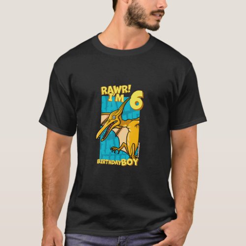 Rawr  Im 6 Birthday Boys 6th Birthday Dino Pterod T_Shirt
